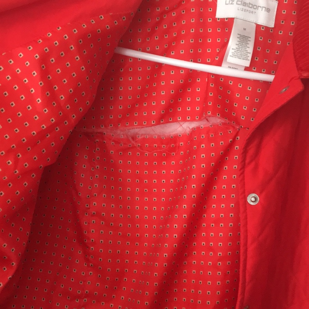 Vintage red quilted jacket with corduroy collar - Picture 5 of 5